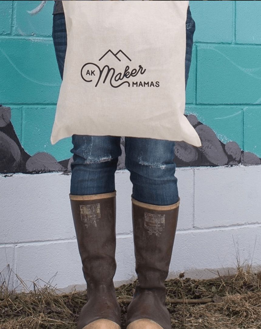 alt="AK Maker Mamas tote bag"